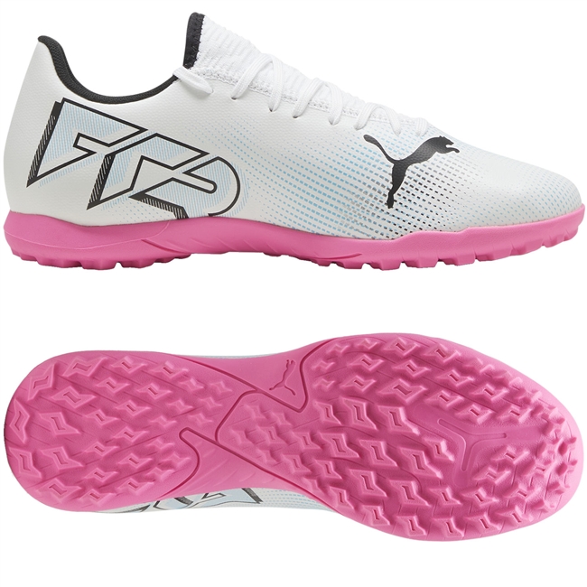 Puma Future 7 Play TT Men's Football Boots. (Puma White/Puma Black/Poison Pink)