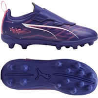 Puma Ultra 5 Play FG/AG Velcro Junior Football Boots. (Lapis Lazuli/Puma White/Sunset Glow)