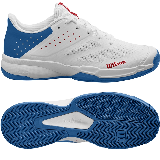 Wilson Kaos Stroke 2.0 Men's Tennis Shoe. (White/Deja Vu Blue/Wilson Red)