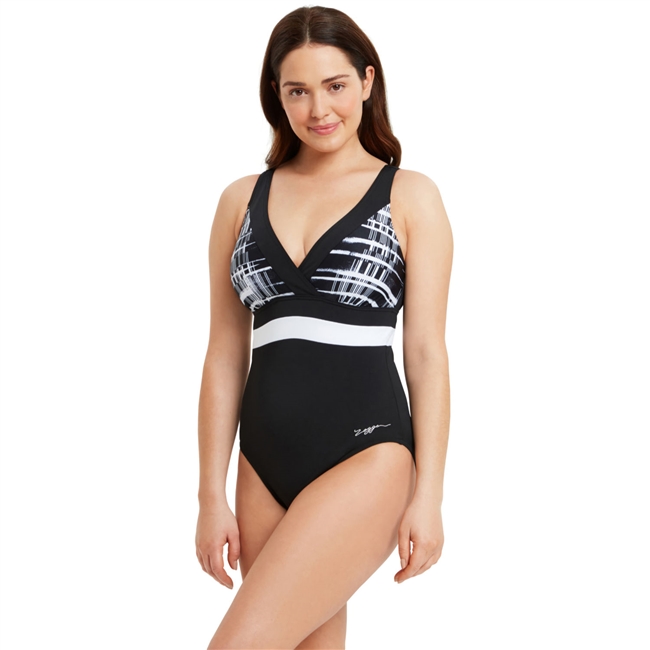 Zoggs Graphix Square Back One Piece Swimsuit. (Black/Graphix)