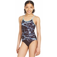 Zoggs Rock Wave Sprintback Girls One Piece Swimsuit. (Rock Wave Print)