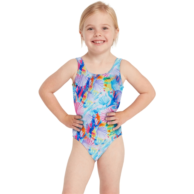 Zoggs Crazy Clams Girls Scoopback One Piece Swimsuit. (Crazy Clams)
