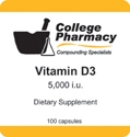 Vitamin D3 5,000 iu - College Pharmacy, 100 capsules