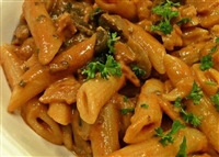 Penne with marinara, capers, and olives