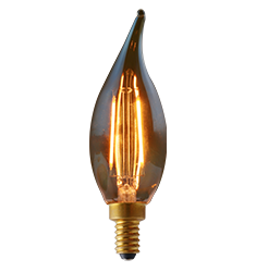 Green Creative, BA11 Filament Bulb, 3.5 Watt, E12 Base, Flame Tip, 120V Dimmable, Amber, Replaces 40 Watt- View Product