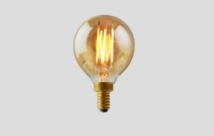 Green Creative, Filament LED G16.5 Globe Bulb | 4W, 2000K, E12 Base, Amber Lens | 4FG16.5DIM-820-A-R