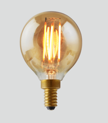 Green Creative, Filament LED G16.5 Globe Bulb | 4W, 2000K, E12 Base, Amber Lens | 4FG16.5DIM-820-A-R