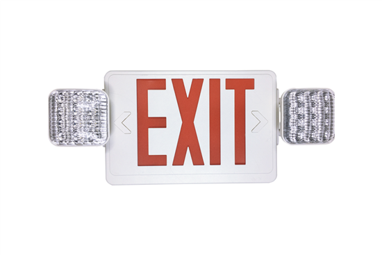 EiKO LED Exit Sign Red with Emergency Light White Housing - View Product