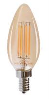 Keystone Technologies LED Filament B11 Lamp | 4.5W, 2200K, E12 Base, Amber Lens, Straight-Tip | KT-LED4.5FB11-E12-822-A