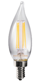 Keystone Technologies, Filament LED CA11 Bulb | 4.5W, E12, 2700K or 3000K, Clear Lens | KT-LED4.5FCA11-E12-9xx-C