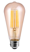 Keystone Technologies, Edison Shape LED Filament ST19 Bulb | 4.5W, 2200K, E26 Base, Amber Lens | KT-LED4.5FST19-E26-822-A