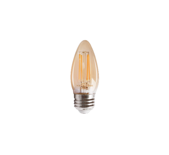 Keystone Technologies Filament B11 Lamp | 4W, 2200K, E26 Base, Amber Lens, Straight-Tip | KT-LED4FB11-E26-822-A