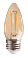 Keystone LED Filament B11 Lamp | 5.5W, E26 Base, 2200K, Straight-Tip | KT-LED5.5FB11-E26-822-A