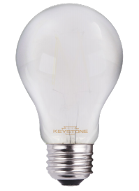 Keystone Decorative Filament A19 LED Bulb | 8W, 2700K-5000K, Frosted Lens, E26 Base | KT-LED8FA19-E26-9xx-F