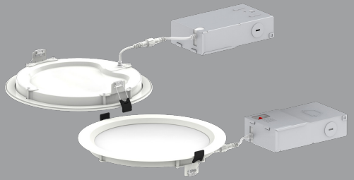 Keystone, 8" LED Recessed Wafer Downlight | Multi-Watt (14W,18W,23W), Multi-CCT, 120-277V, 90CRI | KT-WDLED23PS-8B-9CSF-VDIM