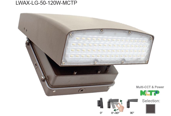 Adjustable LED Cutoff Wall Pack | Multi-Watt, Multi-CCT, Bronze Finish | WestGate LWAX-LG-50-120W-MCTP