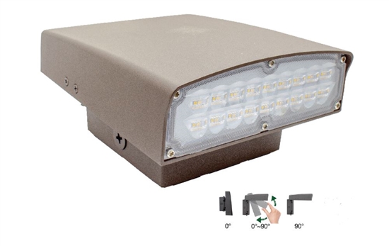WestGate Adjustable LED Wall Pack | 30W, 3000K, Bronze | LWAX-MD-30W-30K