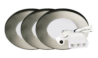 WestGate Round 12V LED Puck Lamp (3-Pack) | 2W, 5000K, Brushed Nickel Finish, Surface or Recess Mount | PL12-3KIT-50K-BN