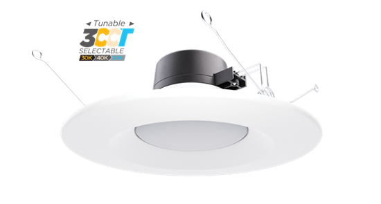 Portor Lighting 6" Retrofit Recessed LED Downlight | Selectable Wattage (12,15,18) 5-in-1 CCT, TRIAC Dimming | PT-DLR-B-6I-5C3P