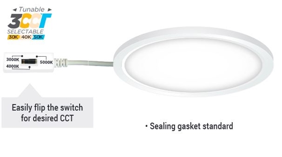 Portor Lighting 7" Round LED Surface Mount Downlight | 15W, 5-in-1 CCT, TRIAC Dimming | PT-DLSM2-R-7I-15W-5CCT