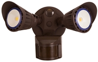 WestGate 2-Head LED Security Light with Motion Sensor | 20W, Multi-CCT (3000K,4000K,5000K) Bronze Finish | SL-20W-MCT-BZ-P