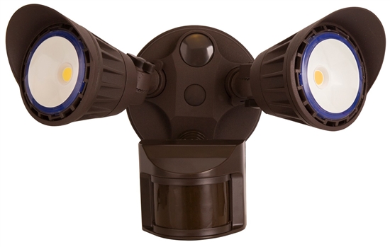 WestGate 2-Head LED Security Light with Motion Sensor | 20W, Multi-CCT (3000K,4000K,5000K) Bronze Finish | SL-20W-MCT-BZ-P