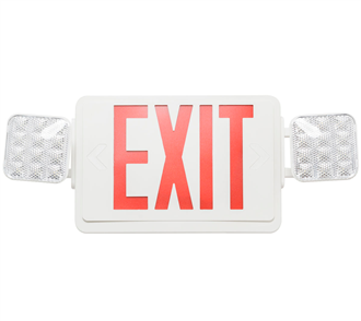 Westgate LED Combination Exit Sign and Emergency Light | Red or Green Letters, White Housing, Long-life NiCd Battery Backup | XT-CL-RW-EM