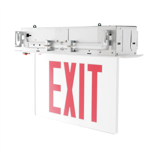 WestGate, Recessed Edgelit LED Exit Sign, 4.5 Watt, Red Letter, White Finish, Double Face, 120-277V | XTR-2RMW-EM -View Product