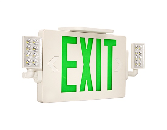 WestGate, Ultra Slim LED Exit Sign/Emergency Light Combo, 2 Watt, Green Letter, White Finish, 120-277V | XTSL-CL-GW -View Product