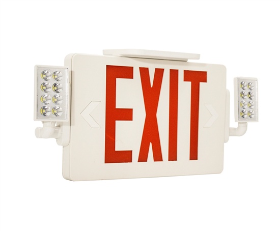 WestGate, Ultra Slim LED Exit Sign/Emergency Light Combo, 2 Watt, Red Letter, White Finish, 120-277V | XTSL-CL-RW -View Product