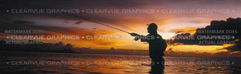 Sunset Cast Fishing Rear Window Graphic