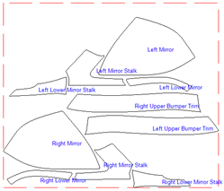 2023 TESLA MODEL X MIRRORS AND TOP BUMPER PIECE