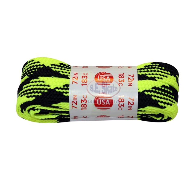 Neon Plaid Yellow Fat 72" Laces