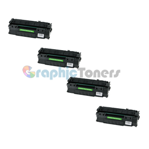 Premium Compatible HP Q7553A (53A) Black Laser Toner Cartridge (Pack of 4)