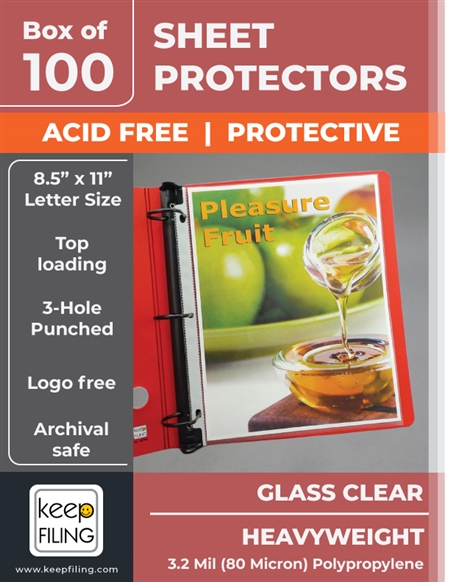 Sheet Protectors 100Pcs 8.5 X 11 Inches Clear Page Protectors For