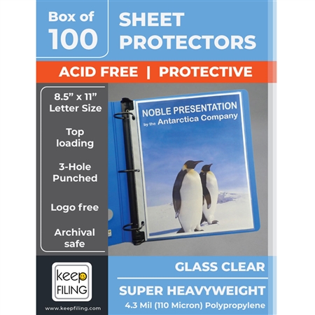 Clear Letter Size Heavy Weight Sheet Protectors, Box of 100