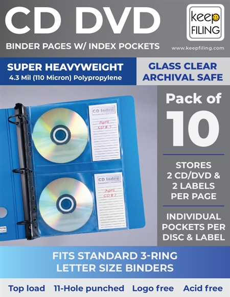 CD Binder Pages with Index Labels – Clear