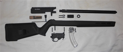 MATTE BLACK ELITE22 BILLET PRECISION BUILDERS KIT 10/22 RECEIVER WITH MAGPUL HUNTER X-22 STOCK