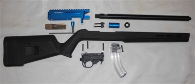 BLUE ELITE22 BILLET PRECISION BUILDERS KIT 10/22 RECEIVER WITH MAGPUL HUNTER X-22 STOCK