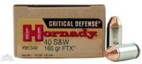 Hornady Critical Defense .40S&W 165gr FTX 20rds 91340
