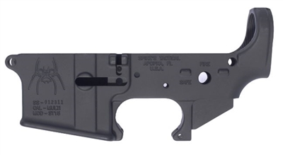 SPIKE'S TACTICAL STRIPPED AR-15 LOWER RECEIVER (SPIDER) FIRE-SAFE TEXT