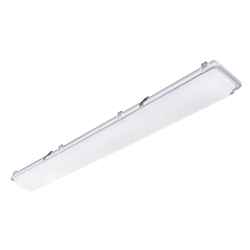 Columbia Lighting HEM8-35ML-RFA-EU-SSL 8' LED Hazardous Enclosed and Gasketed Fiberglass Extreme Environment, 3500K, Medium Lumen Output, Ribbed Frosted Acrylic Shielding, Fixed Output, 120-277V, Stainless Steel Tamper Resistance Ready Latches