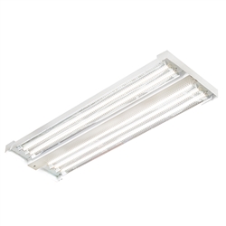 Columbia Lighting LLHV4-50H-WST-EDU-ELL14-CAWG 217W 4' VersaBay High Bay LED, 5000K, Wide Distribution Reflector, Solid Top (No Uplight), 0-10V Dimming, 120-277V, 1400 Lumens Emergency Battery Pack, Clear Acrylic Lens and Flat Wire Guard