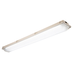 Columbia Lighting LXEM4-35VW-RFA-EDU 27W 4' LED Enclosed and Gasketed Fiberglass Extreme Environment, 3500K, Ribbed Frosted Acrylic, 0-10V Dimming, 120-277V, White Finish