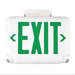 Dual-Lite EVCUGWD4 Architectural LED Exit and Emergency Light, Universal Face, Green Letters, White Finish, 2 LED Remote Capacity, No Self-Diagnostics