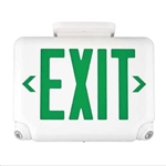 Dual-Lite EVCUGWDI Architectural LED Exit and Emergency Light, Universal Face, Green Letters, White Finish, Damp Listed, Spectron Self-Diagnostics