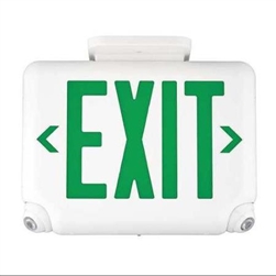 Dual-Lite EVCUGWDI Architectural LED Exit and Emergency Light, Universal Face, Green Letters, White Finish, Damp Listed, Spectron Self-Diagnostics