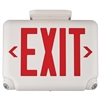 Dual-Lite EVCURWD4 Architectural LED Exit and Emergency Light, Universal Face, Red Letters, White Finish, 2 LED Remote Capacity, No Self-Diagnostics