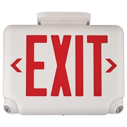 Dual-Lite EVCURWD4 Architectural LED Exit and Emergency Light, Universal Face, Red Letters, White Finish, 2 LED Remote Capacity, No Self-Diagnostics