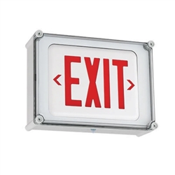 Dual Lite EVE4XRWE Wet Location NEMA Exit Sign, Red Letter, White Finish, Emergency Operation